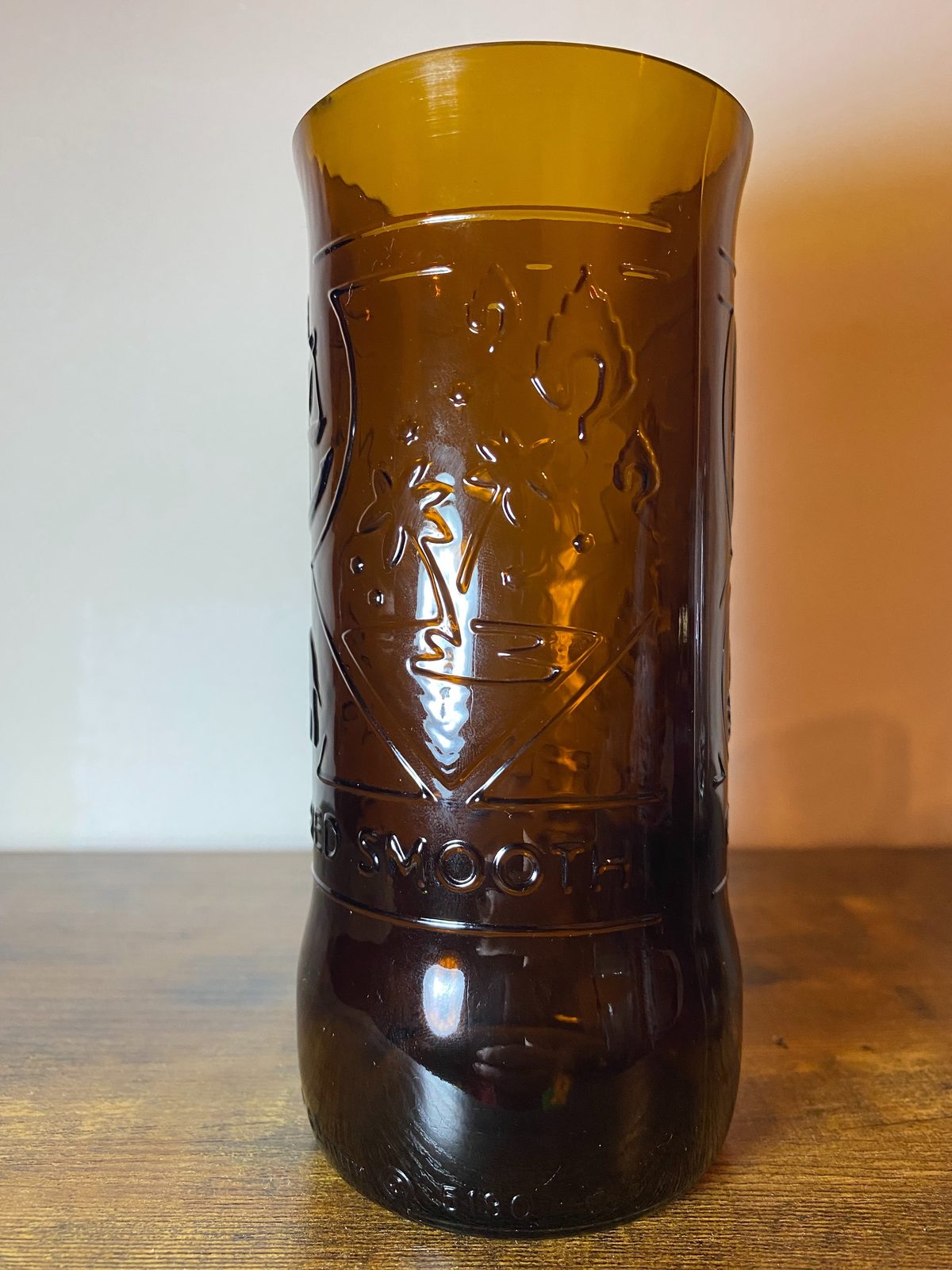 Brown Embossed Bottle Drinking Glass